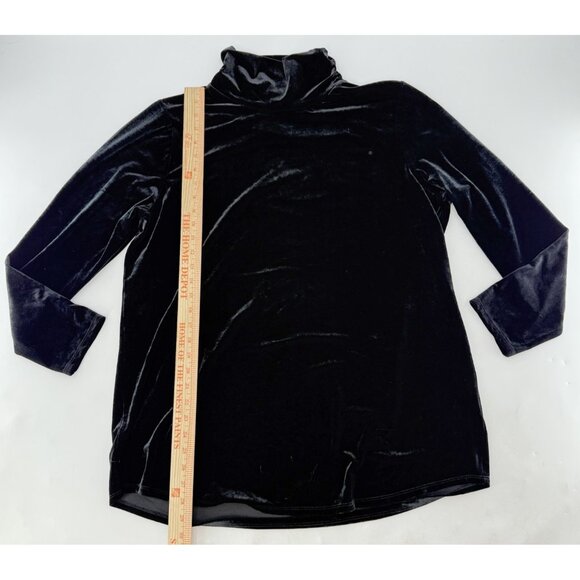 Belle Kim Gravel Black Velvet Pullover Tunic Sweater‎ Mock Neck XL Event Preppy - Picture 7 of 8